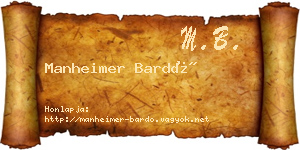 Manheimer Bardó névjegykártya